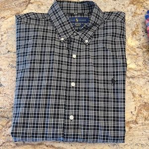 Checkered black and white large Ralph lauren long sleeve shirt.